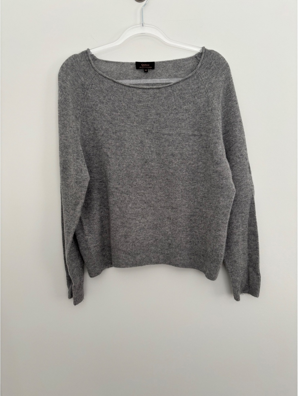Quince grey wide neck cashmere sweater size M